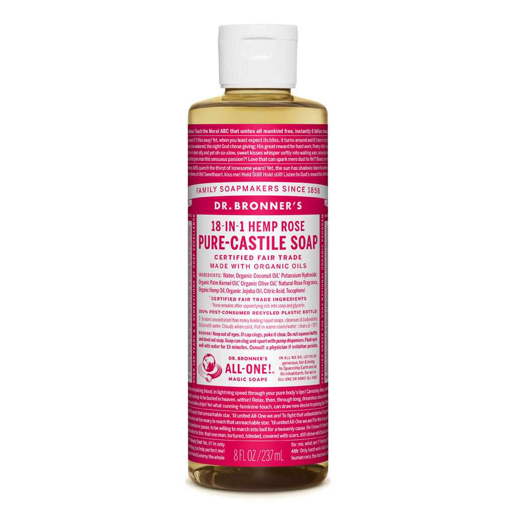 Dr Bronners Organic Pure Castile Soap Hemp and Rose 237ml